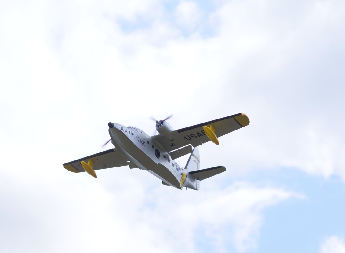 Avios Albatross HU-16 USAF Search and Rescue in flight preparing for a water approach