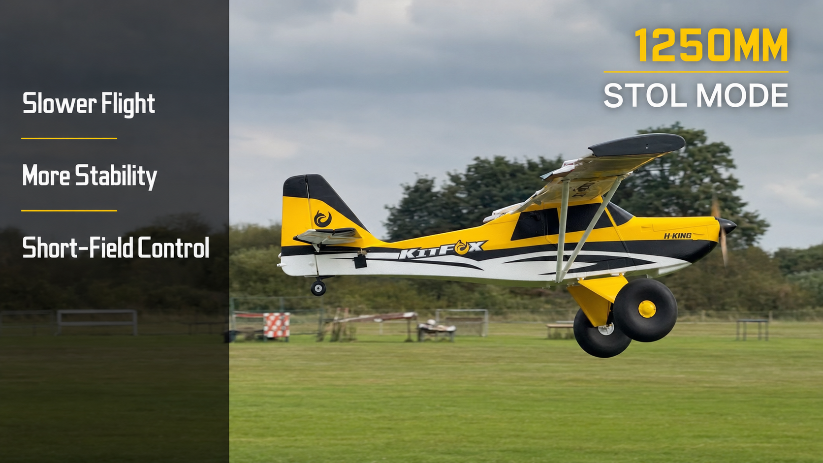H-King KitFox in 1250mm STOL configuration with long wingtips