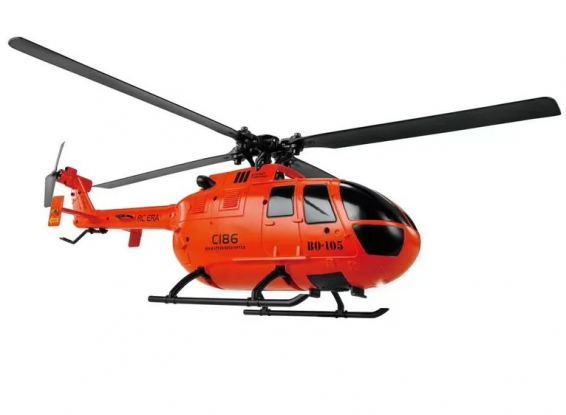 RC ERA C186 (RTF) MBB BO-105 Flybarless RC Helicopter w/Tx, 6-Axis Gyro & Barometric Altitude Hold (Orange)