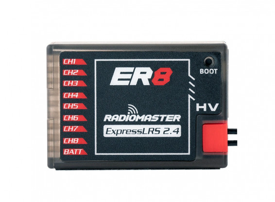 RADIOMASTER ER8 LBT 2.4GHz 8ch ELRS PWM Receiver w/Dual Antenna 