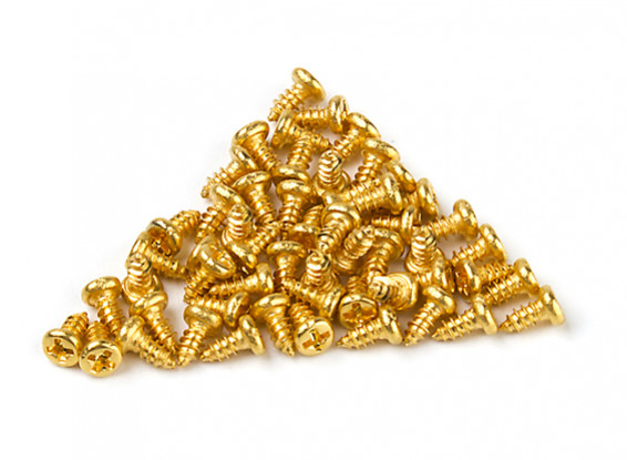 DC Chequered Flag 1:10 Scale Cross-Head 4mm Screws - 24k Gold Plated (50pcs)