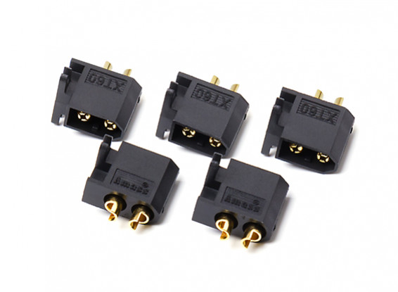 Male XT60 Connectors with Mounting Bracket (Black)