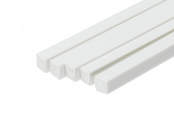 ABS Square Rod 5.0mm x 5.0mm x 500mm White (Qty 5)