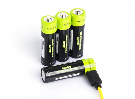 Znter 1.5V 1250mAh USB Rechargeable AA LiPoly Battery (4pcs)