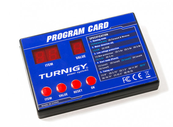 RC TURNIGY BESC Programming Card 