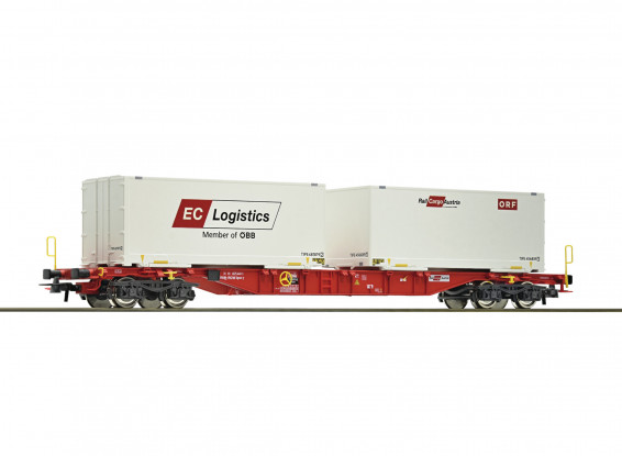 Roco/Fleischmann HO Scale Flat Double Bogie Container Carrier Wagon OBB