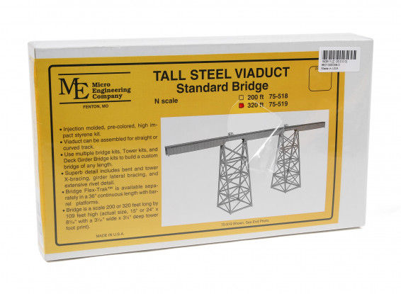 Micro Engineering N Scale 320ft Tall Steel Viaduct Standard Bridge Kit (75-519)