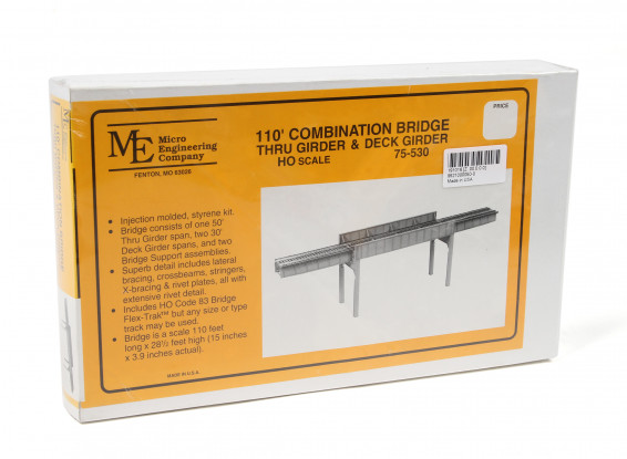 Micro Engineering HO Scale 110ft Combination Thru Girder and Deck Girder Bridge Kit (75-530)