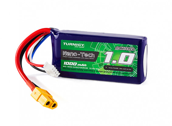 Turnigy Nano-Tech 1000mAh 3S 40C Lipo Pack w/XT60