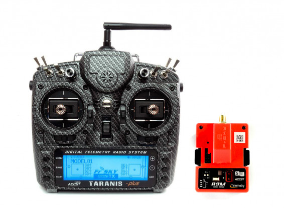 FrSky 2.4GHz ACCST TARANIS X9D PLUS EU Version Special Edition Carbon Finish (M2) Transmitter w/ R9M EU 868MHz Switchable Module (EU Charger) 1