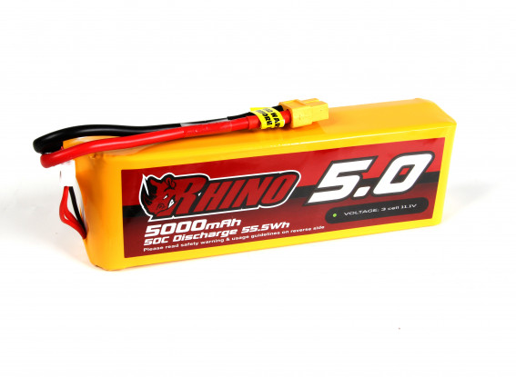 Rhino 5000mAh 3S 50C Lipo Pack w/XT60
