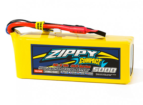 RC ZIPPY Compact 5000mAh 5S1P 40C Lipo Pack 