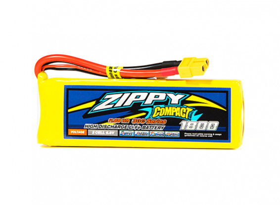 ZIPPY Compact 1800mAh 2S1P 30C LiFePo4 Pack w/XT60