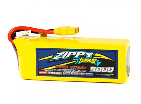ZIPPY Compact 5000mAh 6S1P 30C Lipo Pack w/XT90