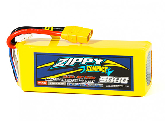 ZIPPY Compact 5000mAh 6S1P 45C Lipo Pack w/XT90