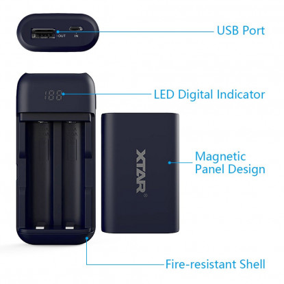 XTAR PB2 Handheld Portable USB Charger (Black)