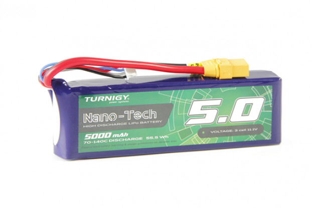 Turnigy Nano-Tech Plus 5000mAh 3S 70C Lipo Pack w/XT90