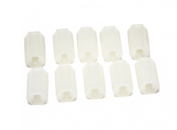 5.6mm x 10mm M3 Nylon Tapped Spacer (10pc)