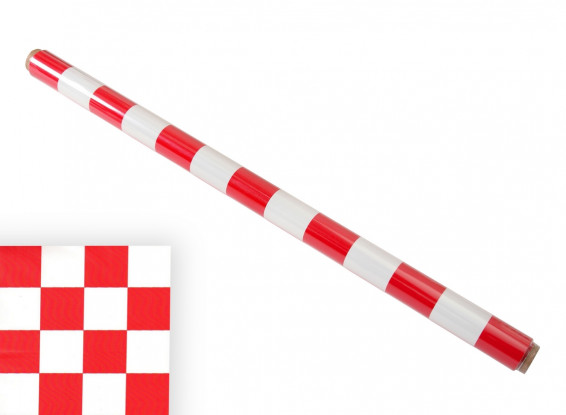 Red/White Large (5 x 5cm) Chequered Iron-On Covering Film 5mtrs
