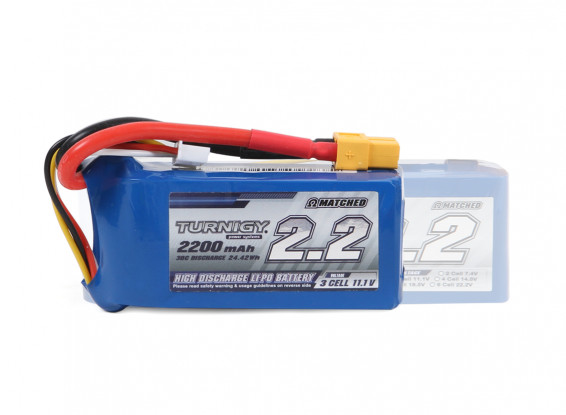 Turnigy 2200mAh 3S (11.1V) 30C Shorty LiPo Battery Pack w/XT60