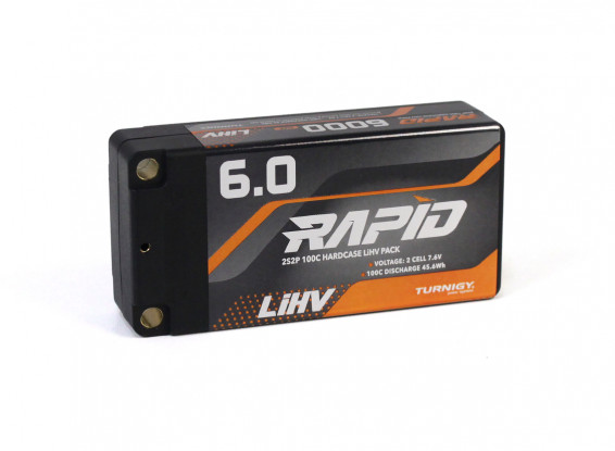 Turnigy Rapid LiHV 6000mAh 2S 7.6V 100C Shorty Hardcase LiPo Battery w/XT60 Connector for RC Cars