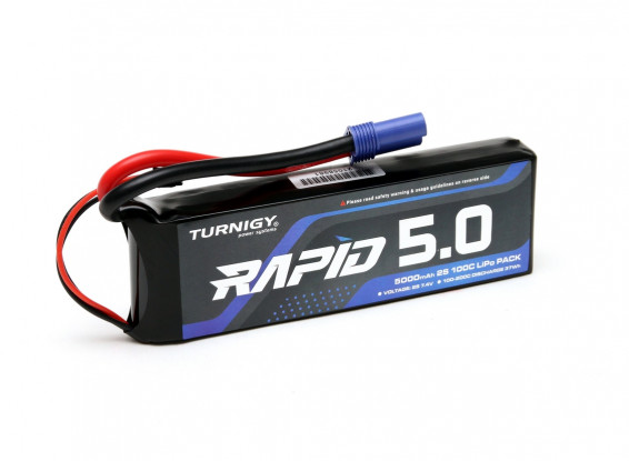 Turnigy Rapid 5000mAh 2S (7.4V) 100C LiPo Battery Pack w/EC5 Connector