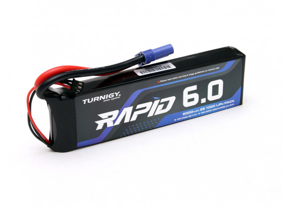 Turnigy Rapid 6000mAh 2S (7.4V) 100C LiPo Battery Pack w/EC5 Connector