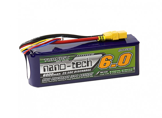 Turnigy Nano-tech 6000mAh 4S 25~50C LiPo Pack w/XT90