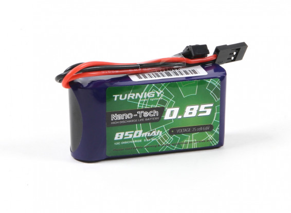 Turnigy Nano-Tech 850mAh 2S 12C LiFePo4 Transmitter/Receiver Pack w/JR(S-Type) Connector (Battery)