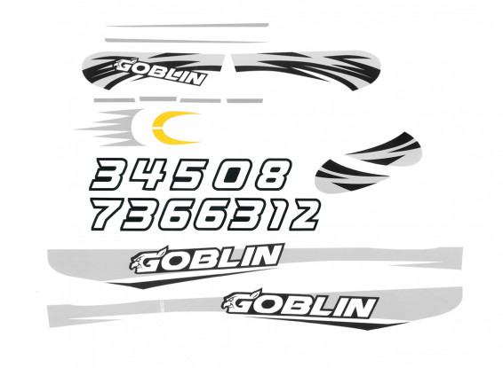Durafly Goblin Racer 820mm EPO Replacement Decal Set Yellow/Black/Silver 