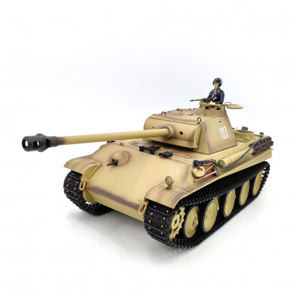 Heng Long 3879 (RTR) 1/16th Scale German Panther (G Type) RC Tank w/Upgraded Metal Parts, LED Lights, Smoke & Firing Gun (Desert Yellow)