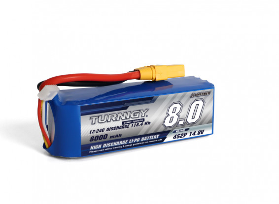Turnigy High Capacity 4S 8000mAh 14.8V 12C Lipo Battery w/XT90