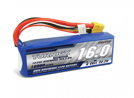 Turnigy High Capacity 6S 16000mAh 22.2V 12C Lipo Battery w/XT90 