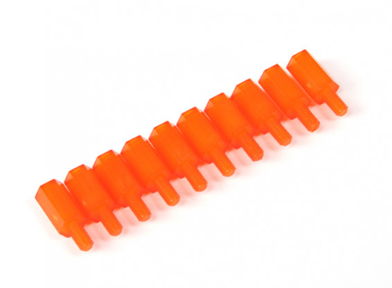 Nylon Spacer 10mm M3 M/F Orange (10pcs)