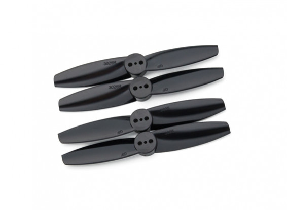 Gemfan T Style Polycarbonate 3025 2 Bladed Black (CW/CCW) (2 Pair)