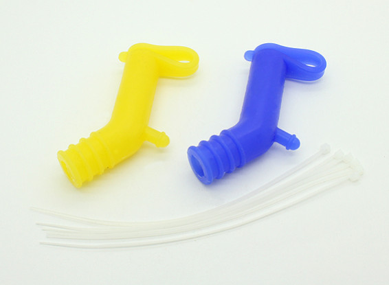 Silicone Muffler Deflector for 50/90 size Helicopter 2pcs (Yellow/Blue)