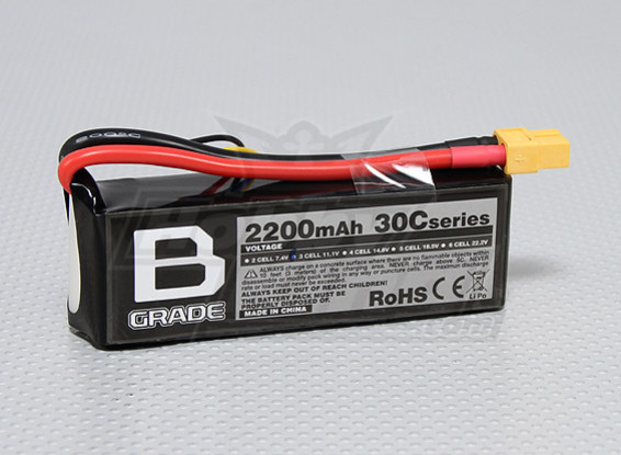 B-Grade 2200mAh 3S 30C Lipoly Battery