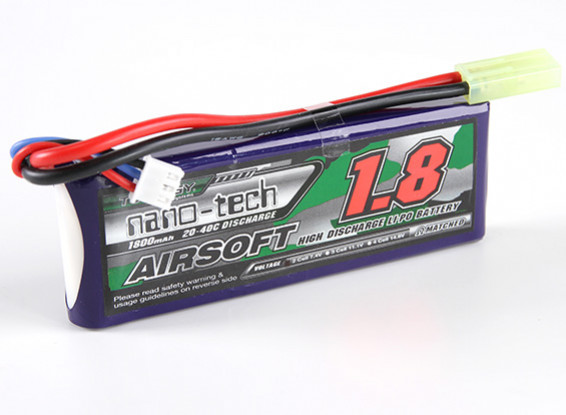 TURNIGY NANO TECH 11.1V 1000mAh 20-40C Tamiya Lipo Batterie für Airsoft... 