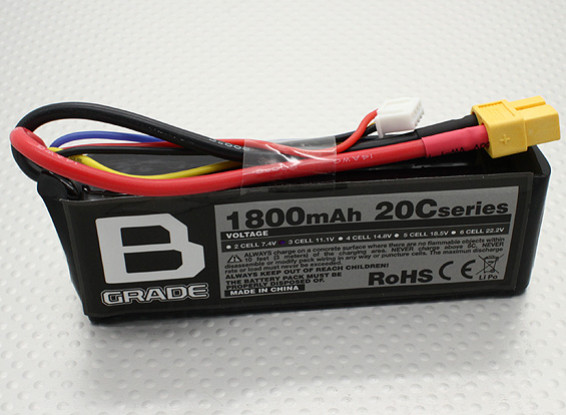 B-Grade 1800mAh 3S 20C Lipoly Battery