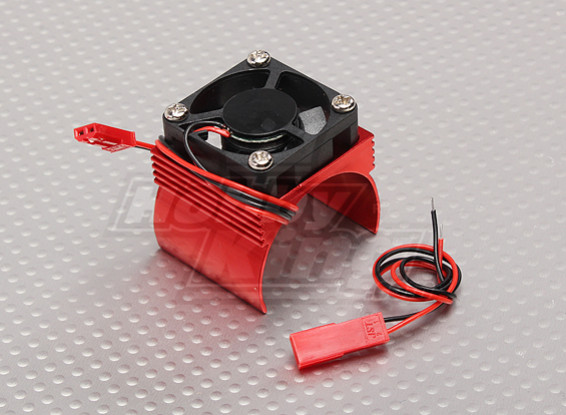 Motor Heat Sink w/Fan Red Aluminum (34mm)