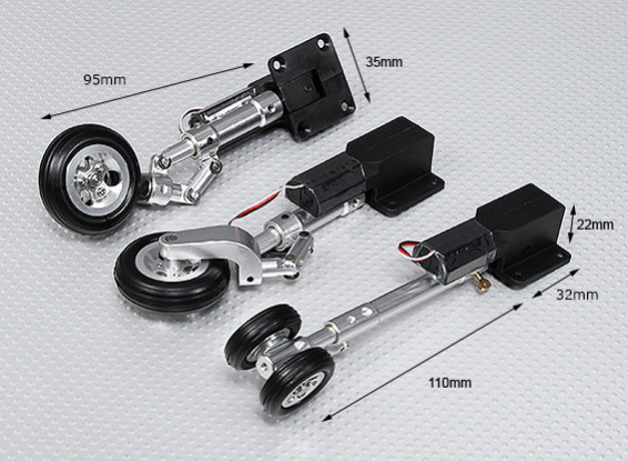 Servoless Retractable Landing Gear V2 (Tricycle) with Oleo Leg's & Alloy Wheels