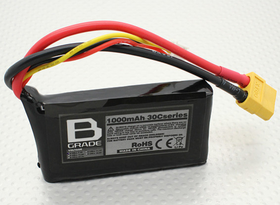 B-Grade 1000mAh 2S 30C Lipoly Battery