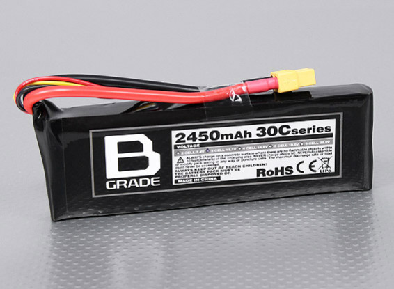 B-Grade 2450mAh 3S 30C Lipoly Battery