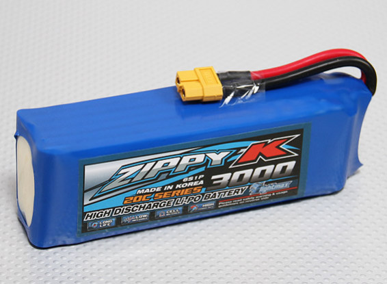 Zippy-K Flightmax 3000mah 6S1P 20C Lipoly Battery