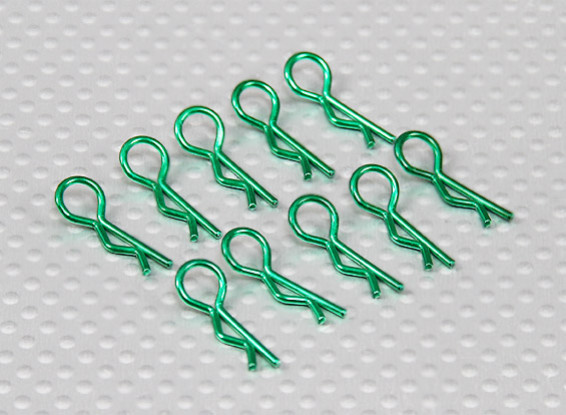 Small-ring 45 Deg Body Clips (Green) (10Pcs)