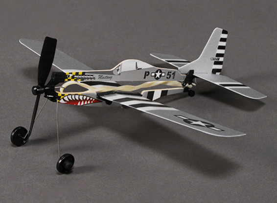 Rubber Band Powered Freeflight P-51 Mustang 288mm Span
