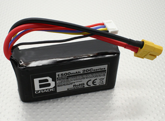 B-Grade 1500mAh 3S 20C Lipoly Battery