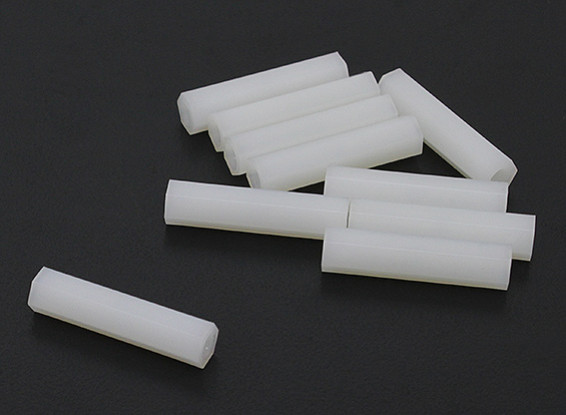 5.6mm x 25mm M3 Nylon Tapped Spacer (10pc