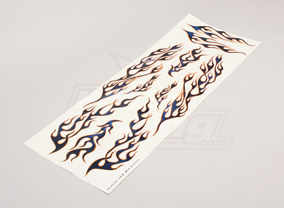 Flame Decal Sheet various sizes blue/gold