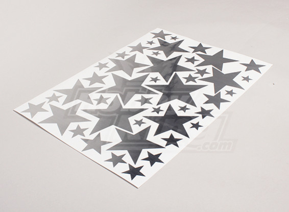 Stars Brushed Alloy Effect Various Sizes Decal Sheet 425mmx300mm